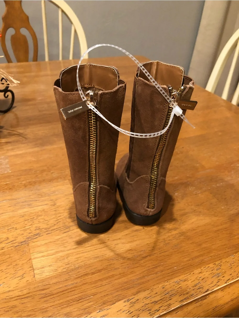 Michael Kors Girls' Tan Suede Mid-Calf MK Logo Boots
